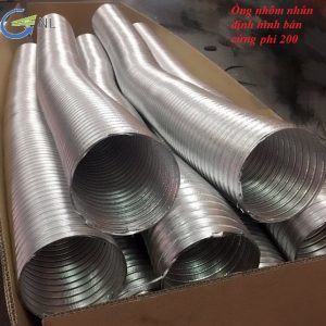 Ống nhôm nhún D200 định hình bán kính hút mùi, hút khói thông gió