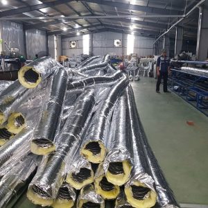 Sản xuất ống gió mềm bảo ôn bông thủy tinh phi 125