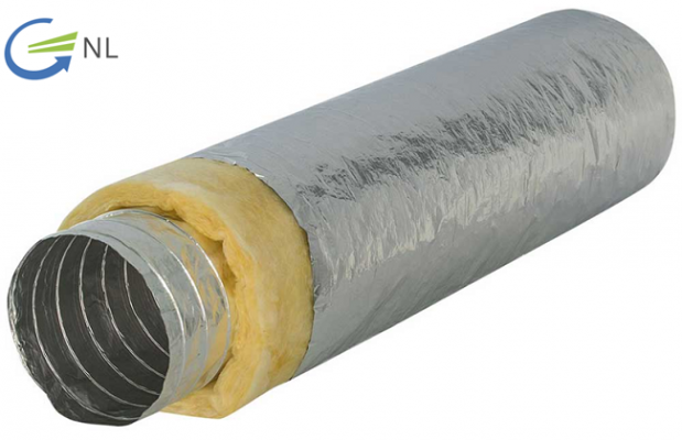 Ống gió mềm loại có bảo ôn được làm từ nhiều lớp nhôm gắn dây thép bên trong